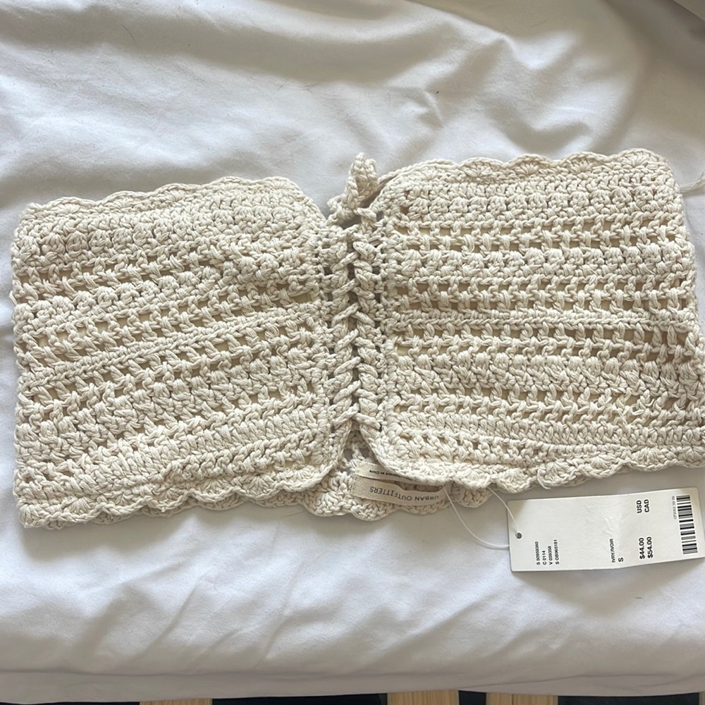 Ivory crochet bandeau top urban outfitters